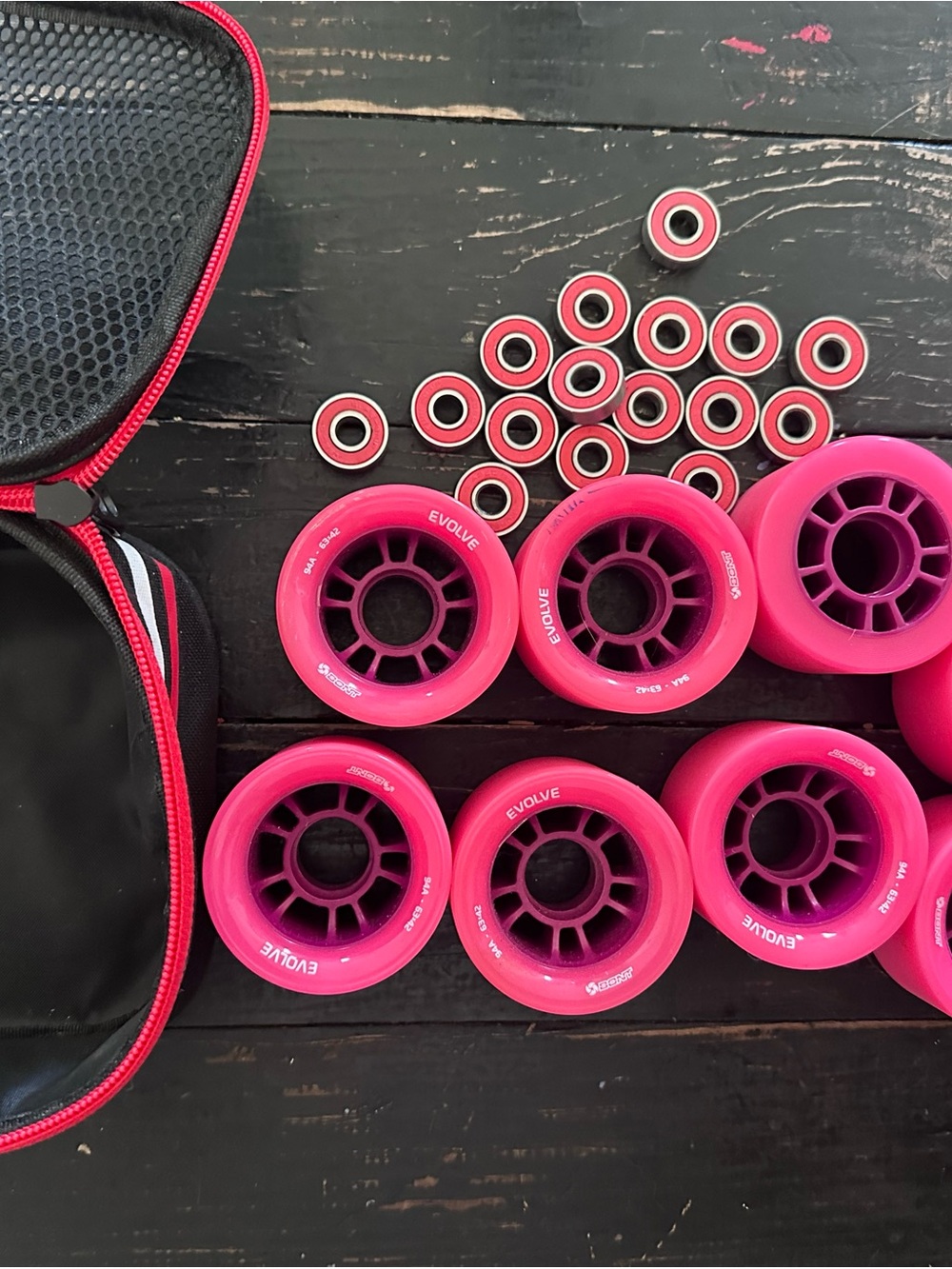 Evolve Hot Pink Skate Wheels with Bearings
